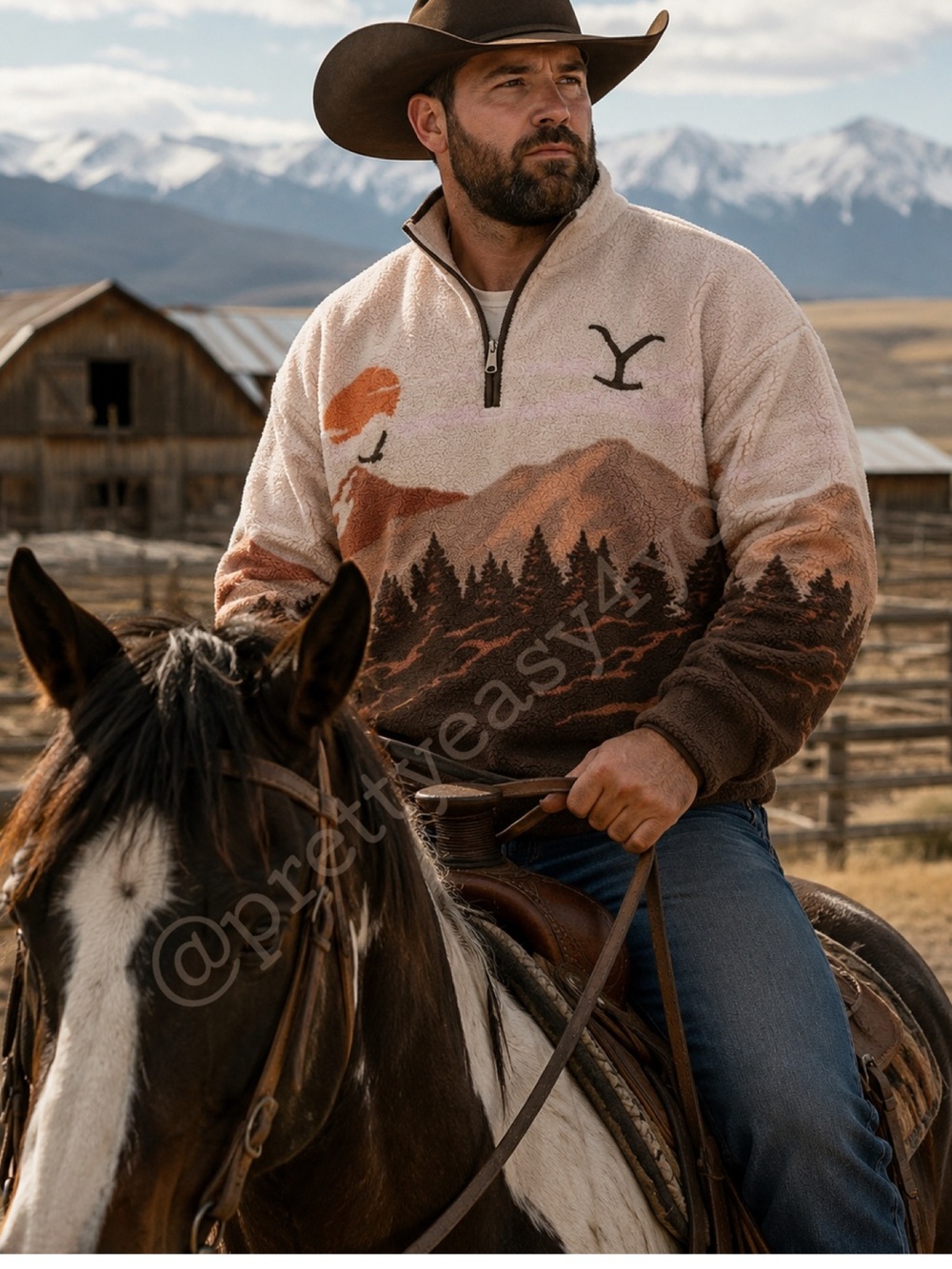 BRAND NEW Yellowstone Men's Faux Shearling Quarter-Zip Jacket